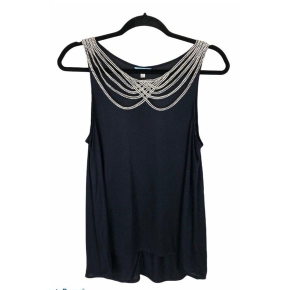 Anthropologie LeifNotes Womens Tank Top Blue Sleeveless  Braided Scallop Rope XS - Picture 2 of 9